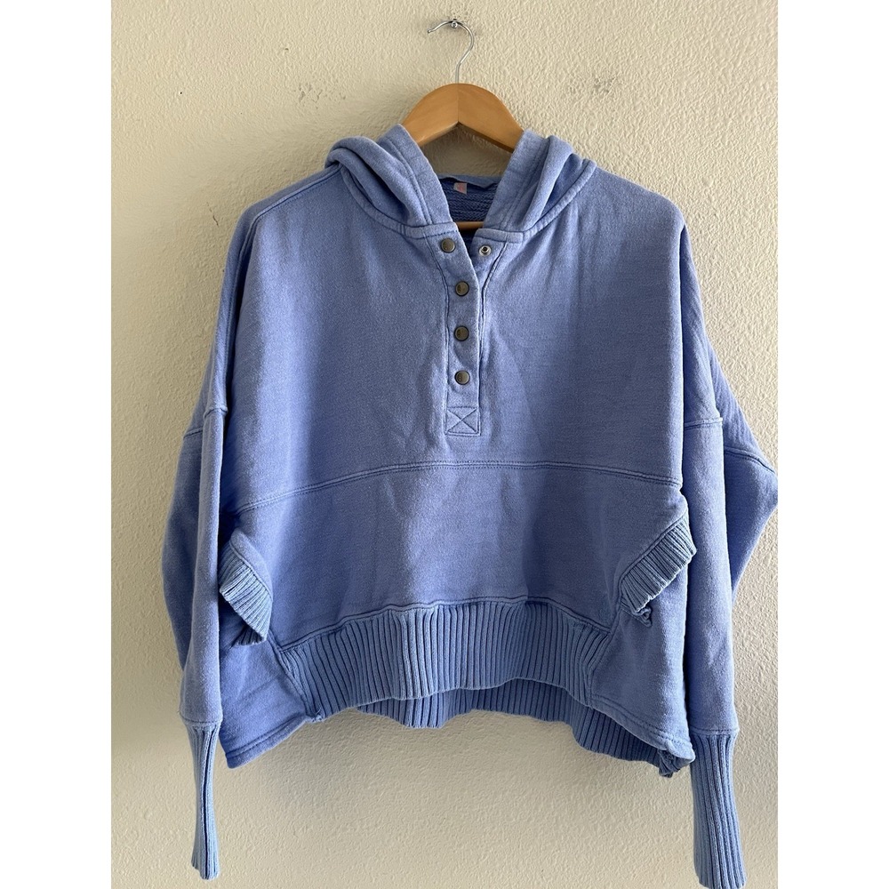 Free People Movement Solid Honey Dove Pullover Sweatshirt Hoodie Blue S Beach